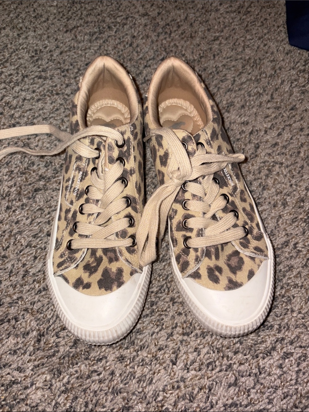 Rocket Dog Leopard-Print Canvas Sneakers in Beige and Brown